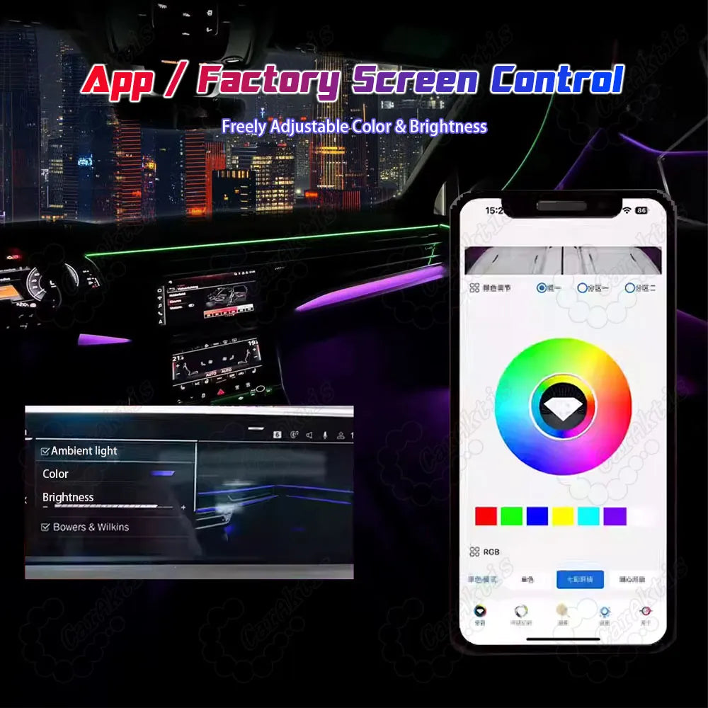 Audi Q7 2020–2025 Interior Ambient Lighting System | 64-Color Dynamic RGB LED | MMI Display Control