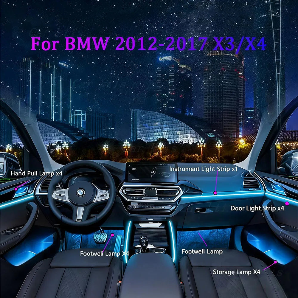 Multi-Color RGB Ambient Light for BMW X3 F25 X4 F26 2012-2017, Interior LED Strip Atmosphere Lamp
