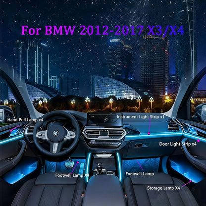Multi-Color RGB Ambient Light for BMW X3 F25 X4 F26 2012-2017, Interior LED Strip Atmosphere Lamp