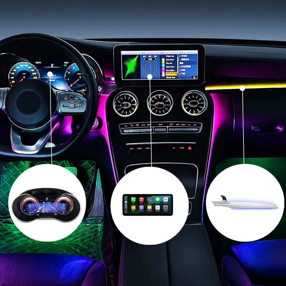 Mercedes W205 full interior upgrade kit 13.6 inch screen digital cluster ambient light package