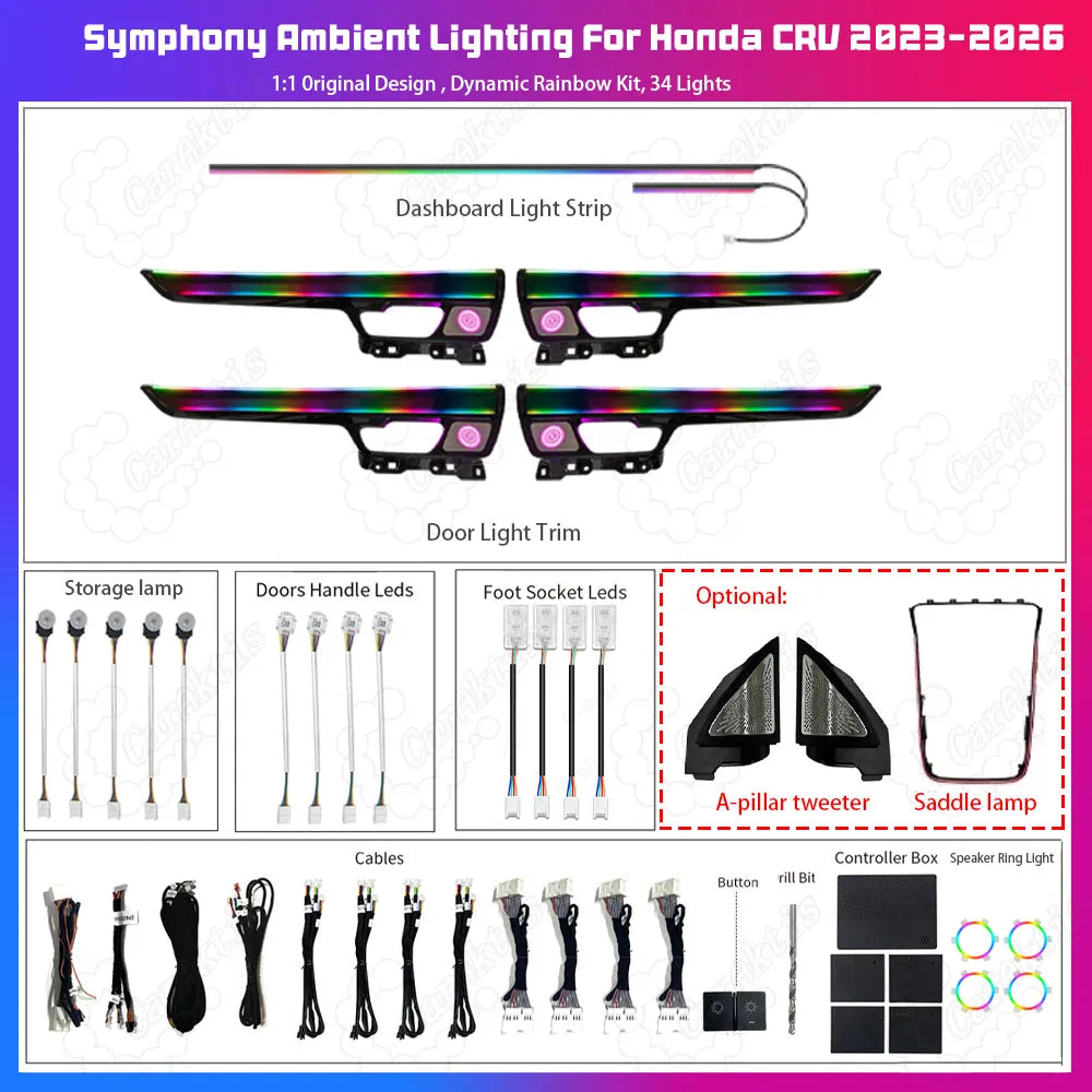 Honda CRV 2023-2026 Active Dynamic Interior Ambient Light Kit – Full Trim Set