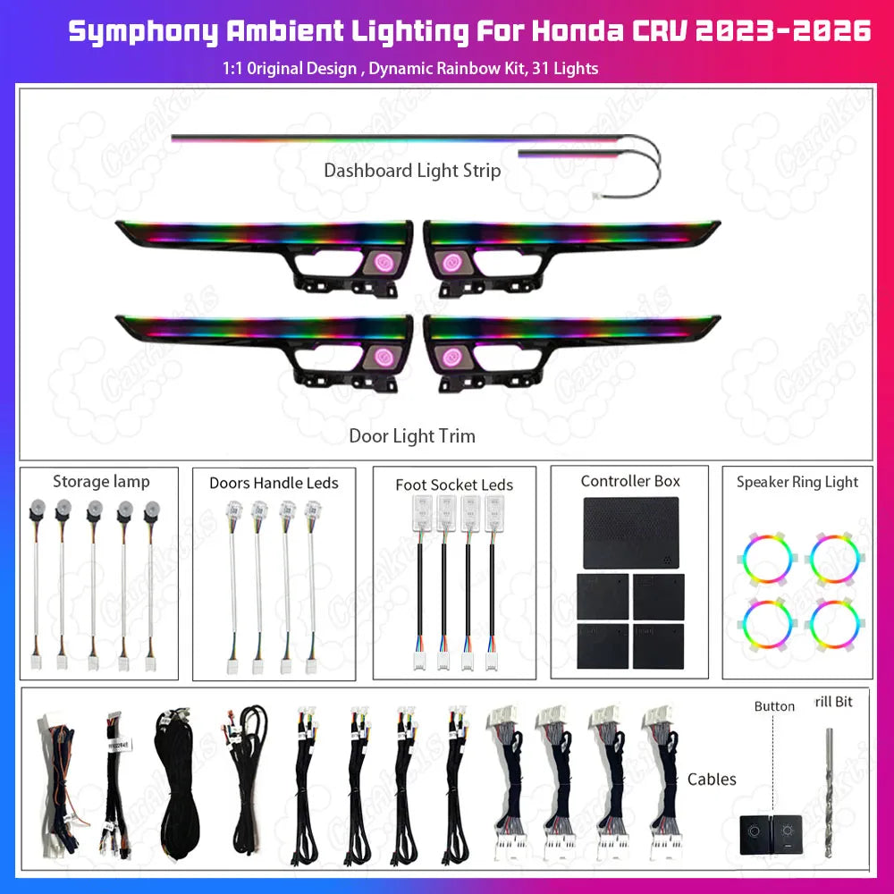 For Honda CRV 2023-2026 Active Dynamic Atmosphere Light Interior Trim Set Atmosphere Ambient Light Car Ambient Light Kit