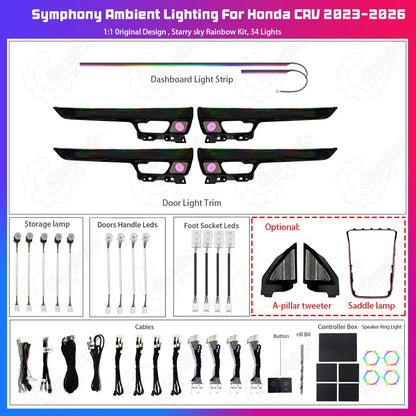 For Honda CRV 2023-2026 Active Dynamic Atmosphere Light Interior Trim Set Atmosphere Ambient Light Car Ambient Light Kit