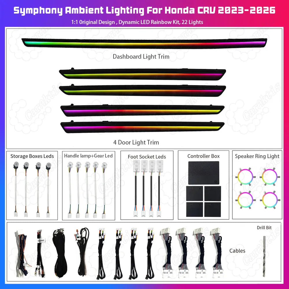 For Honda CRV 2023-2026 Active Dynamic Atmosphere Light Interior Trim Set Atmosphere Ambient Light Car Ambient Light Kit