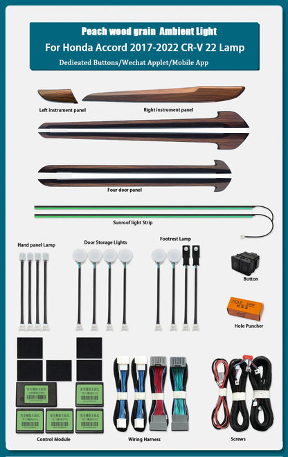 For Honda 2017-2022 CRV Car Animated Rainbow Lights Symphony Lighting Led Interior Ambient Light Kit