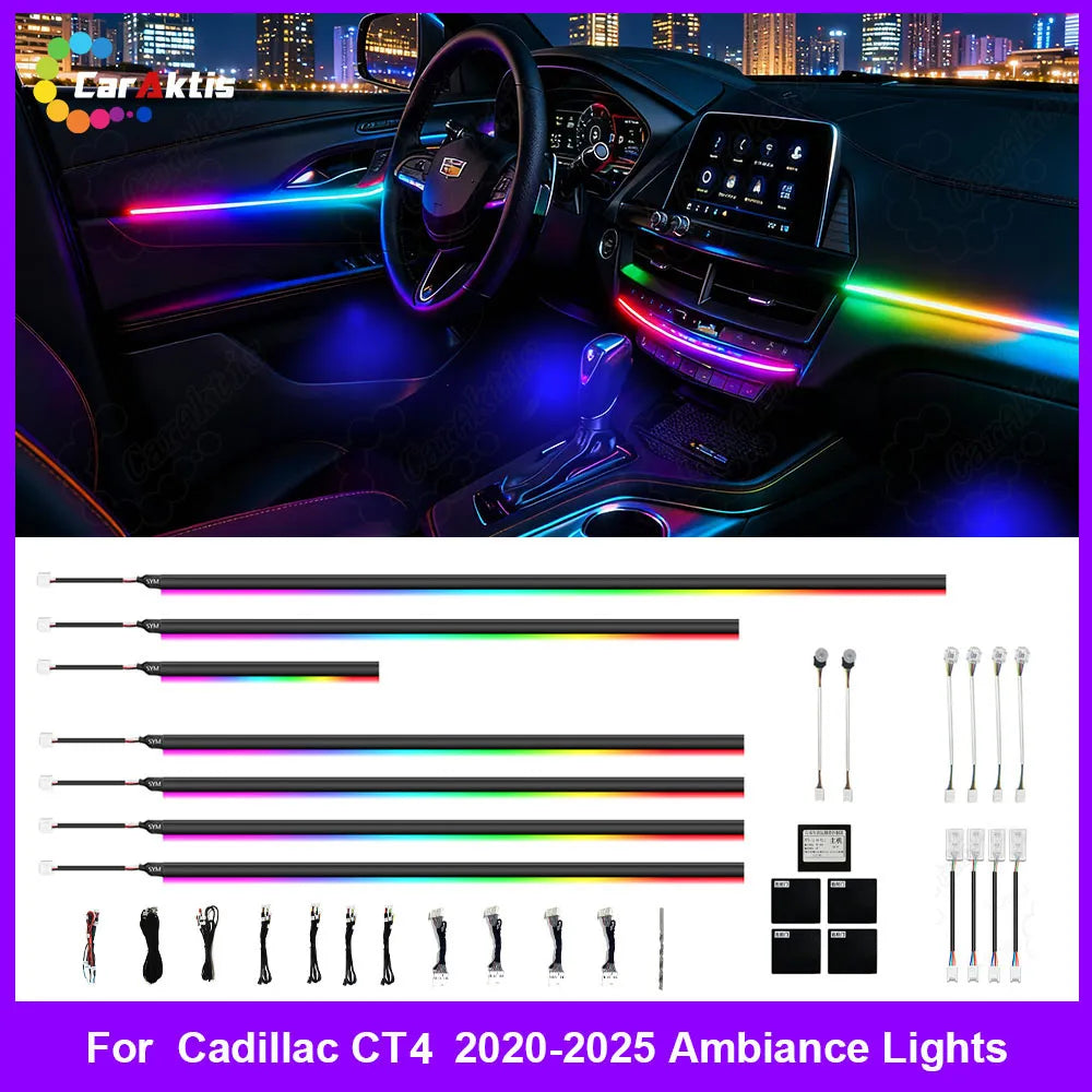 Cadillac CT4 2020–2025 Interior Ambient Lighting Upgrade – Dynamic 64-Color Rainbow Symphony Kit