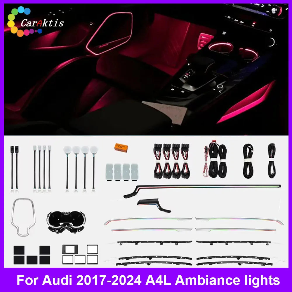CarAkits Dynamic Ambient Light Kit For Audi A4L 2017-2024  Atmosphere Lamp Interior Lighting Modification