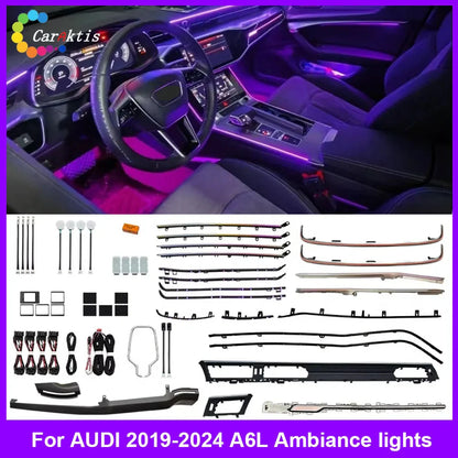 CarAkits 64 Colors Dynamic Ambient Light For Audi A6L C7 2019-2024 Illuminated Automotive Interior Decoration