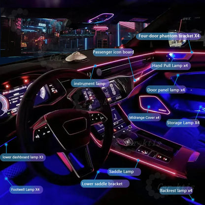 CarAkits 64 Colors Dynamic Ambient Light For Audi A6L C7 2019-2024 Illuminated Automotive Interior Decoration