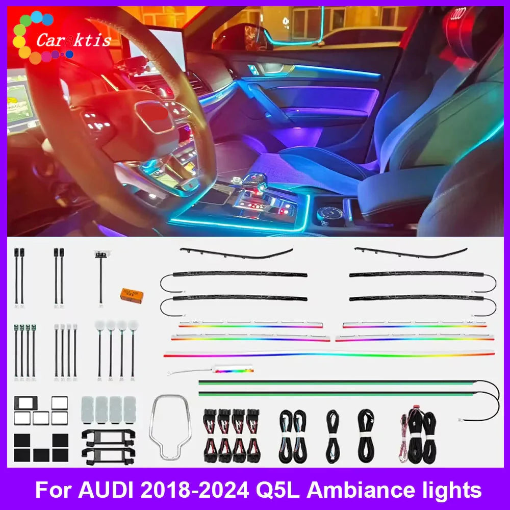 Upgrade 64 Colors Symphony Led Interior Ambient Lighting For Audi Q5 2018-2024 Atmosphere Strip Accessories