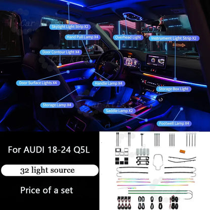 Upgrade 64 Colors Symphony Led Interior Ambient Lighting For Audi Q5 2018-2024 Atmosphere Strip Accessories