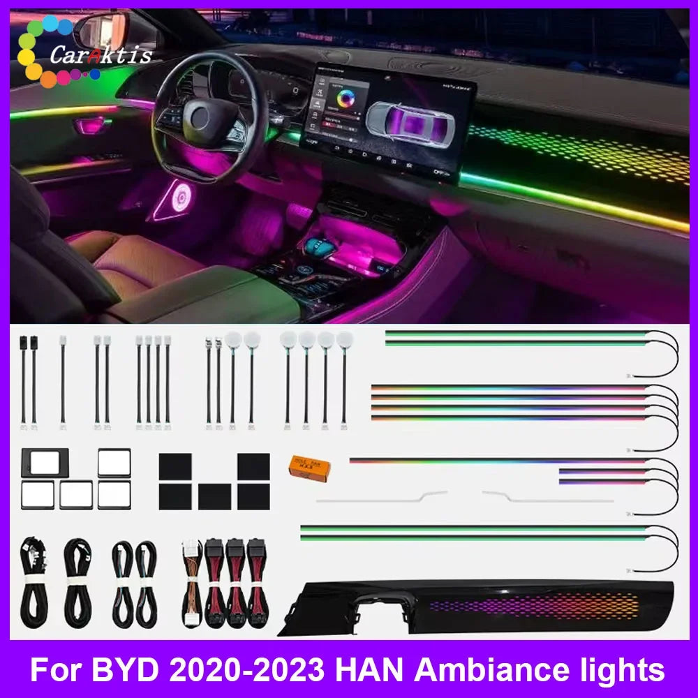 CarAkits For BYD Han 2020-2023 64 Colors LED Ambient Light Modified Interior Auto Parts