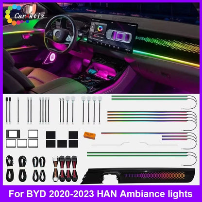CarAkits For BYD Han 2020-2023 64 Colors LED Ambient Light Modified Interior Auto Parts