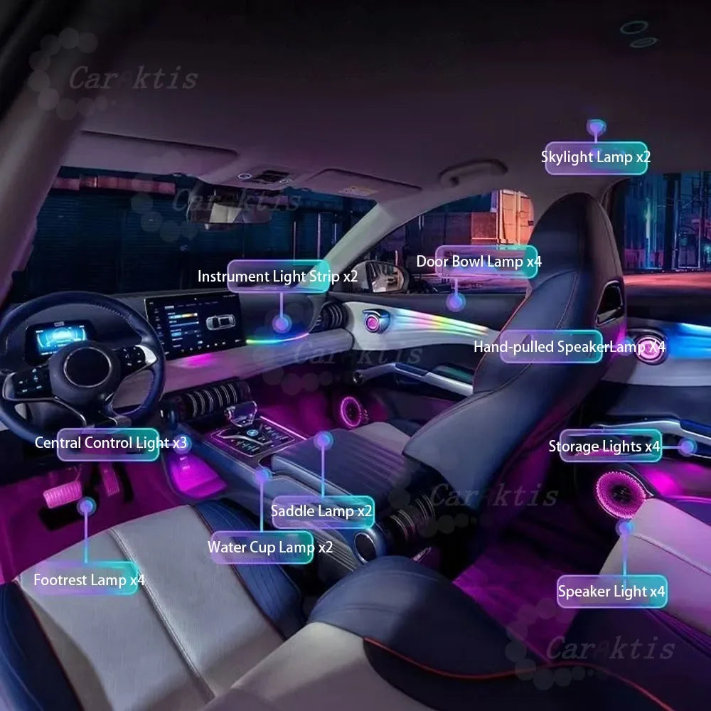 CarAkits Ambient Lighting Led Upgrade For BYD Yuan Plus 2022-2023 Dynamic Lighting Car Interior Decoration