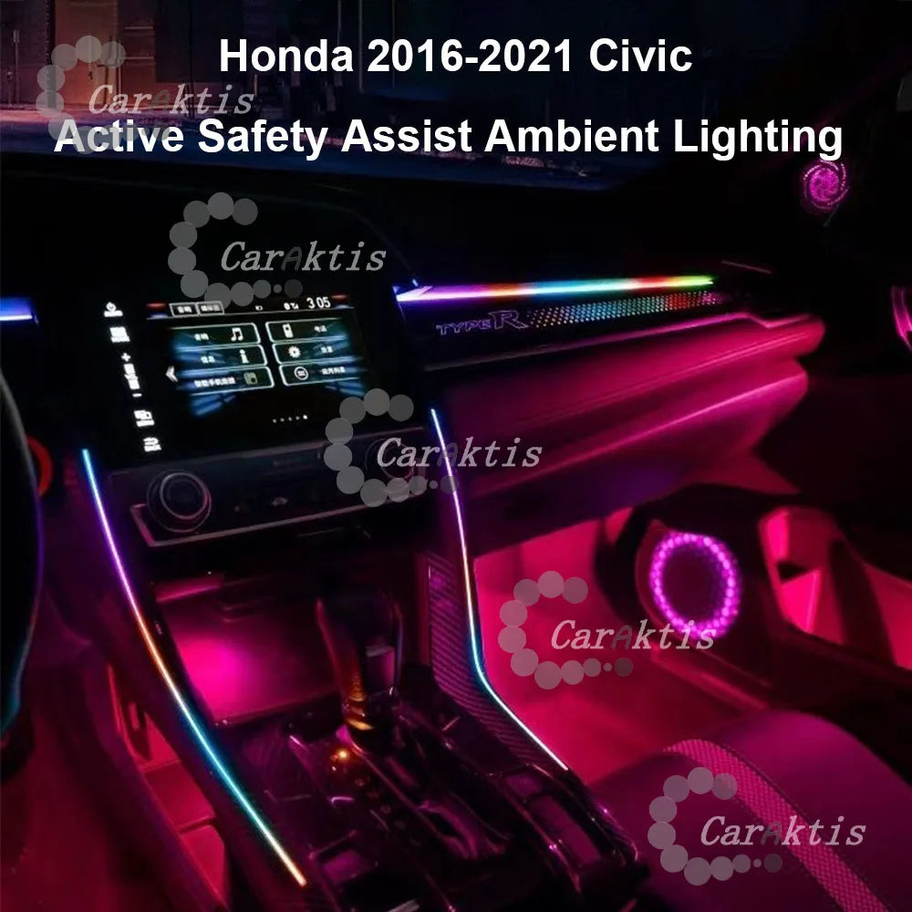 CarAkits LED Interior Ambient Lighting Kit for Honda Civic (2016-2021) - Multi-Color Atmosphere Sync
