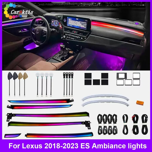 CarAkits 64 Colors LED Ambient Light For Lexus Es200 Es260 Es300H 2018-2023 Dynamic Lighting Automotive Interior Decoration