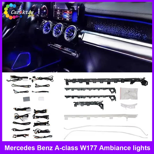 CarAkits 64 Colors LED Ambient Light For Mercedes-Benz W177 W118 W247 A/B/CLA/GLA/GLB Class Automotive Interior Decoration