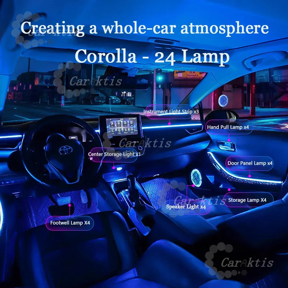 CarAktis 64 Colors LED Safety assistance Systems Ambient Light For Toyota Allion 2019-2023 Interior Dynamic Lighting