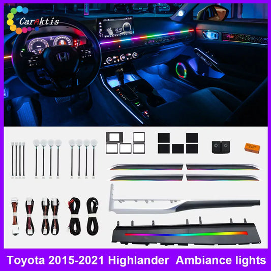 CarAkits Refit LED Ambient Light For Toyota Highlander 2015-2021 Dynamic Magic Color Interior Decoration