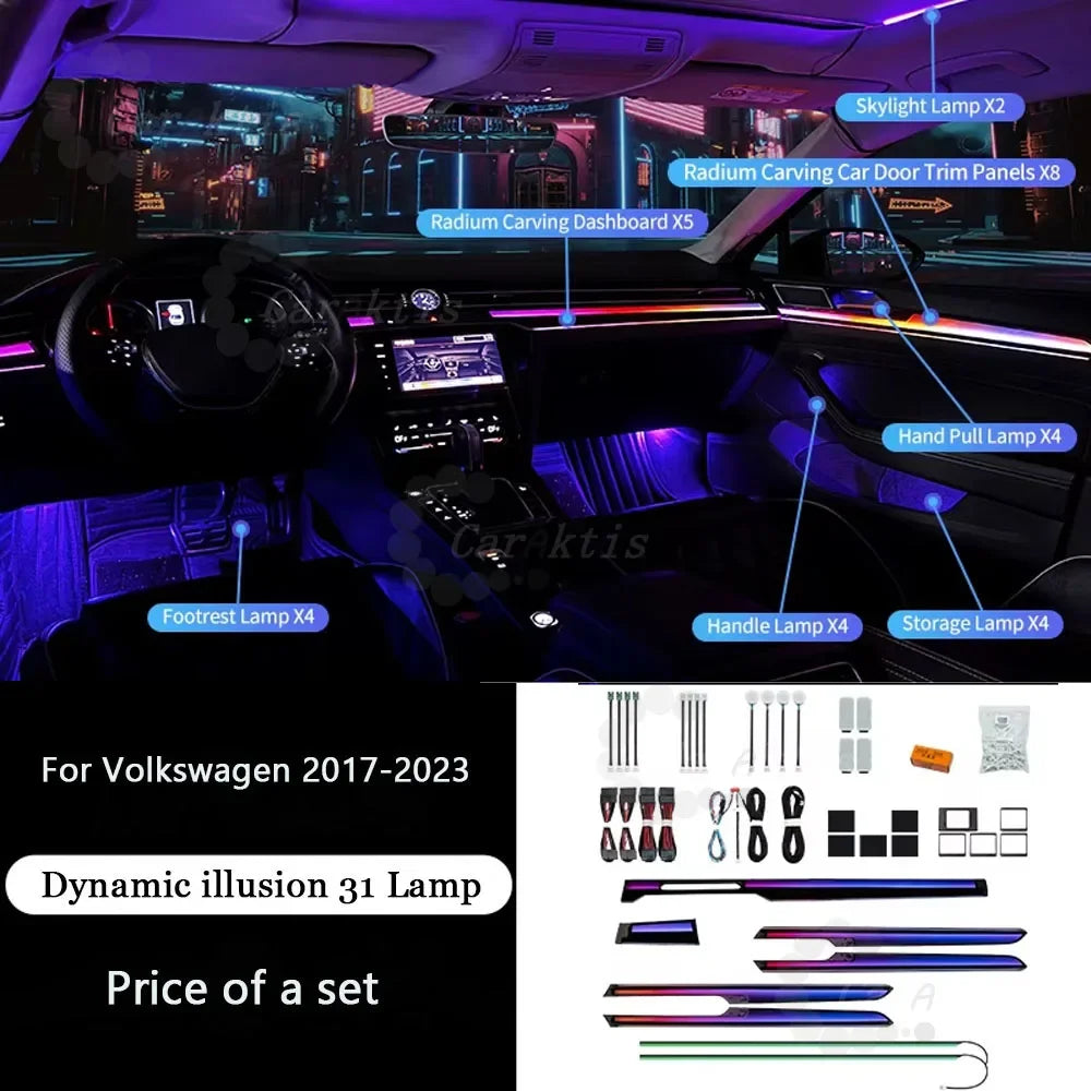 CarAkits Symphony Auto LED Ambient Light For Volkswagen Magotan 2017-2023 Dynamic Lighting Interior Decoration