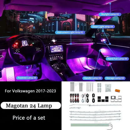 CarAkits Symphony Auto LED Ambient Light For Volkswagen Magotan 2017-2023 Dynamic Lighting Interior Decoration