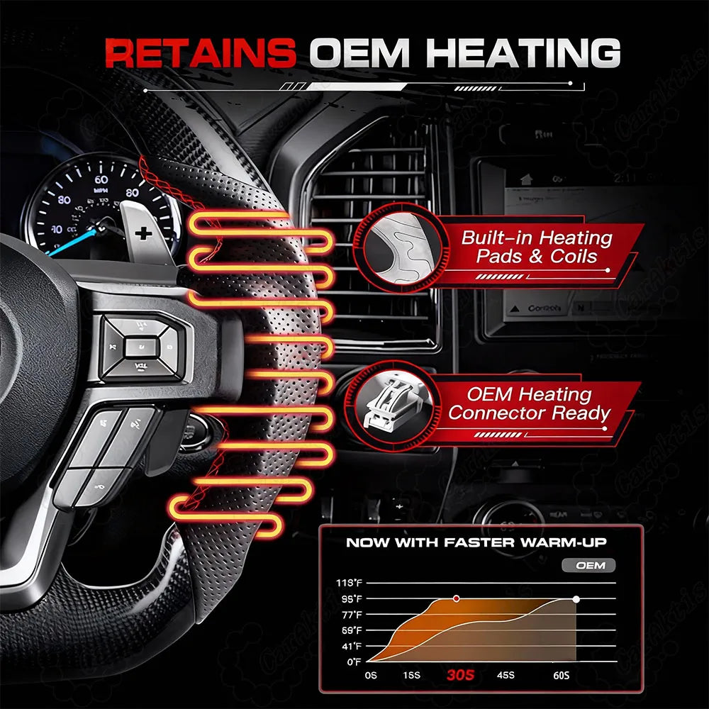 Customized Carbon Fiber Steering Wheel for Ford F-150 Raptor 2015-2026