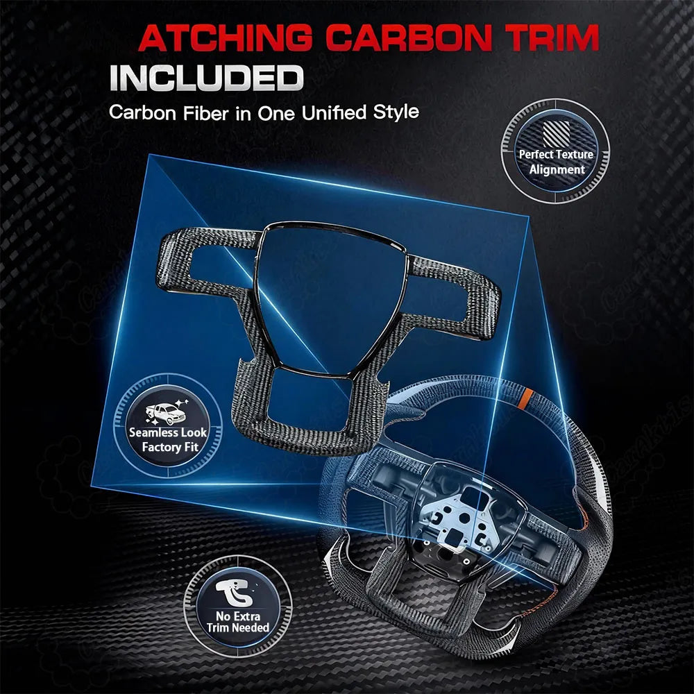 Customized Carbon Fiber Steering Wheel for Ford F-150 Raptor 2015-2026