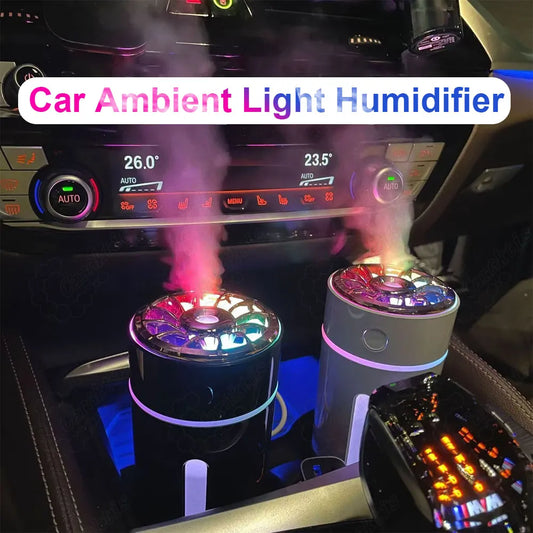 Smart Car Humidifier with Ambient Light, Adjustable Car Air Freshener & Automatic Scent Diffuser, Portable Car Aroma Diffuser for Fresh Air