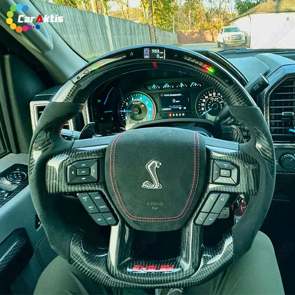 Customized Carbon Fiber Steering Wheel for Ford F-150 Raptor 2015-2026