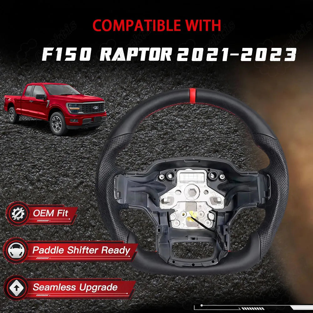 Customized OEM Heated Full Leather Steering Wheel for Ford F-150 2021–2023