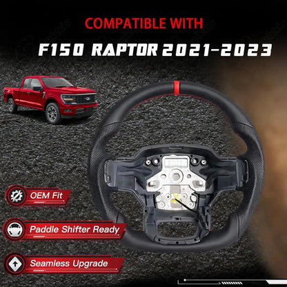 Customized OEM Heated Full Leather Steering Wheel for Ford F-150 2021–2023