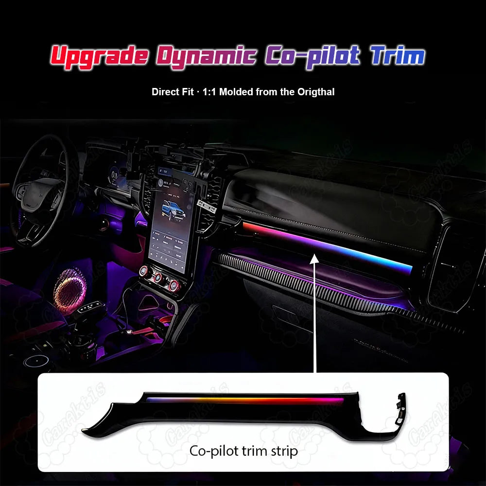 64 Colors Ambient Lighting Kit for Ford Ranger 2023–2025 | Interior LED Upgrade
