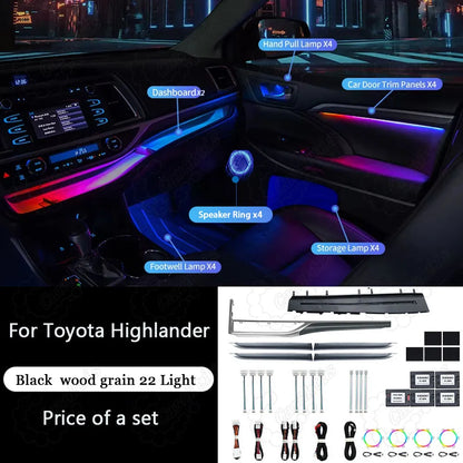CarAkits Refit LED Ambient Light For Toyota Highlander 2015-2021 Dynamic Magic Color Interior Decoration