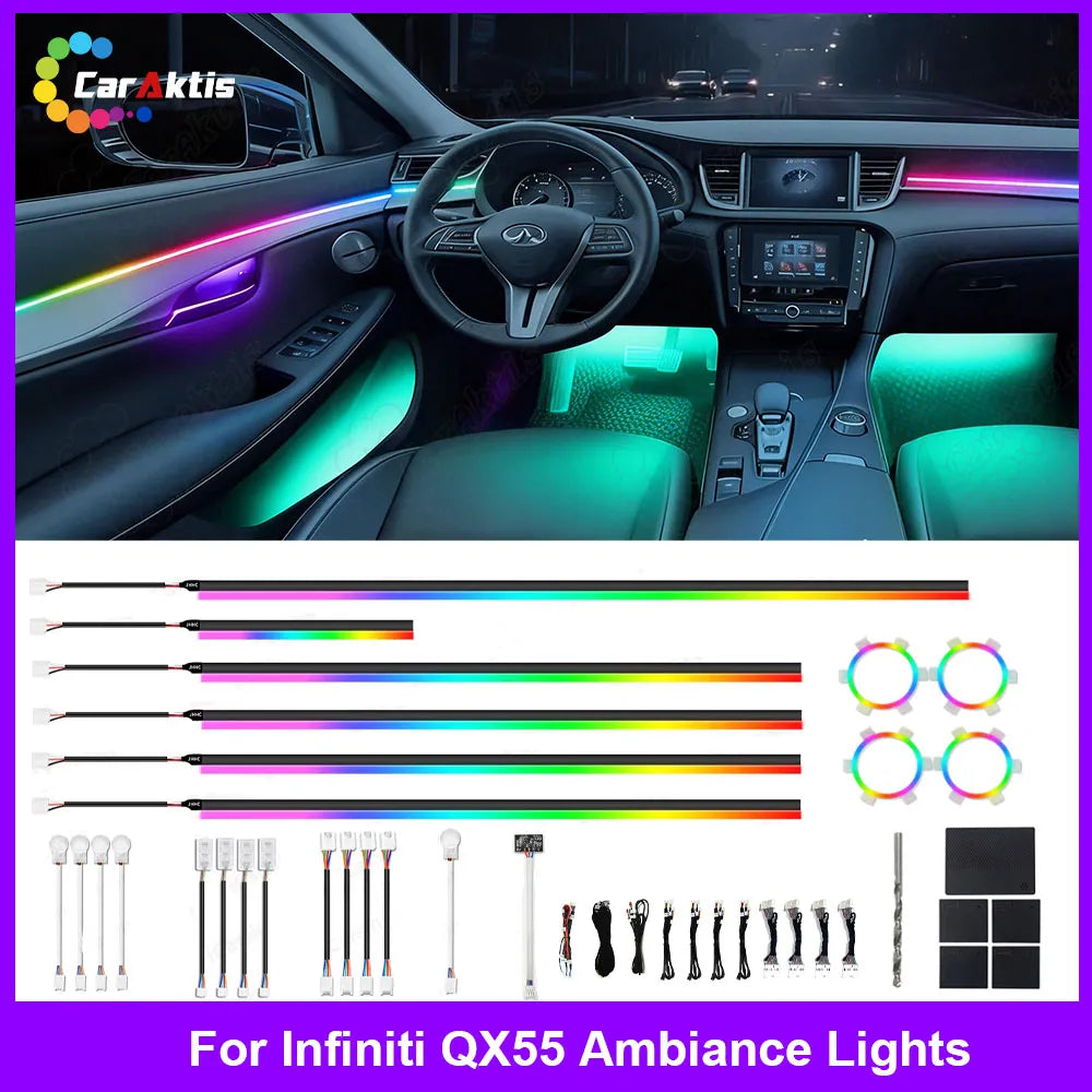 Ambient Light for Infiniti QX55 2022-2025 Multi-Color LED Interior Atmosphere Lamp