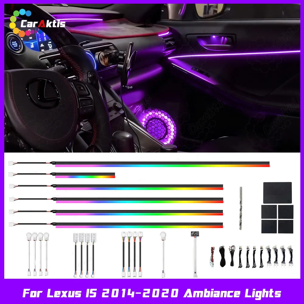 Interior Dynamic LED Ambient Lighting Kit for Lexus IS RC Series 2014-2026 - Multi-Color Streamer Atmosphere Light