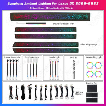 64-Color Symphony Ambient Interior Lighting Kit for Lexus GX 2009–2023| LED Atmosphere Upgrade