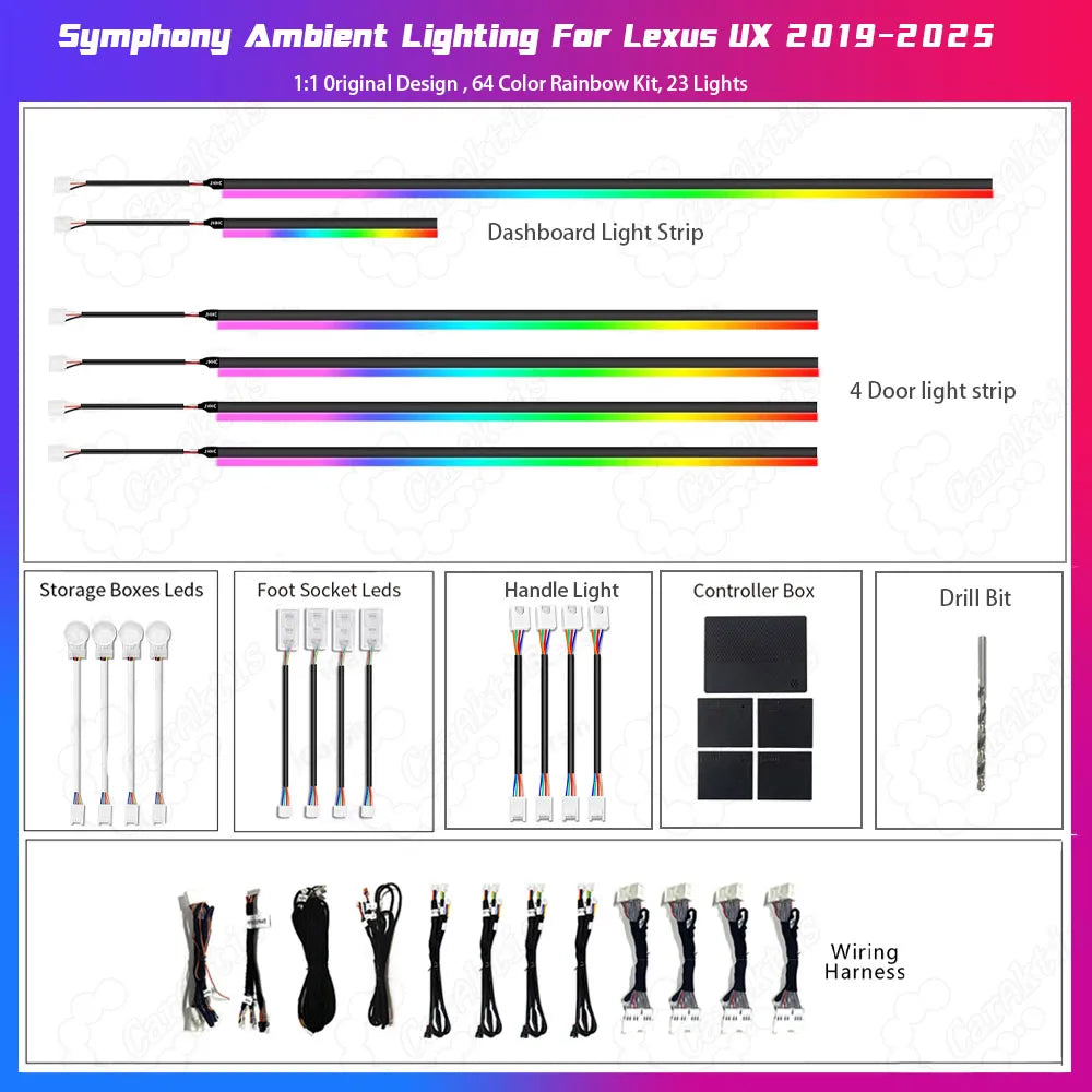 Custom Ambient Lighting Kit for Lexus UX 2019-2026 | Interior LED Atmosphere Lights