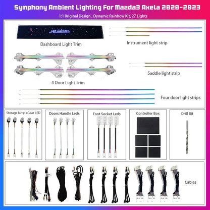 CarAktis LED Ambient Light For Mazda3 Axela 2020-2023 Dynamic Automotive Interior Decoration 64 Colors