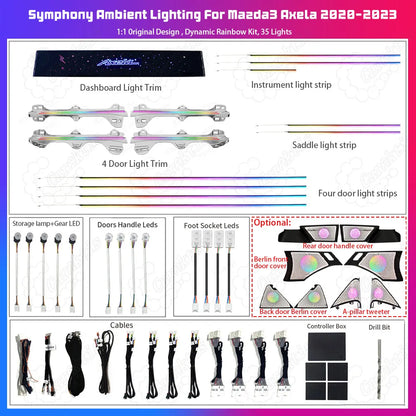 CarAktis LED Ambient Light For Mazda3 Axela 2020-2023 Dynamic Automotive Interior Decoration 64 Colors