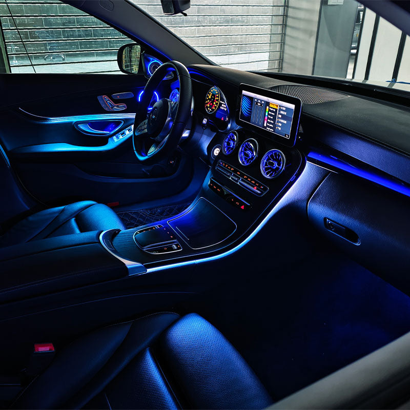 CarAktis 64 Colors Dynamic Lighting Automotive Decoration For Mercedes-Benz C/GLC W205/X253 2015-2021 LED Ambient Light