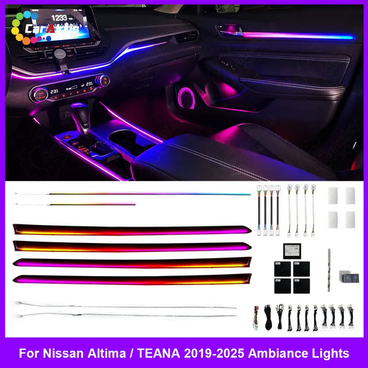 64-Color LED Ambient Interior Lighting Kit for Nissan Altima / Teana (2019-2025) - App Control Atmosphere Lights