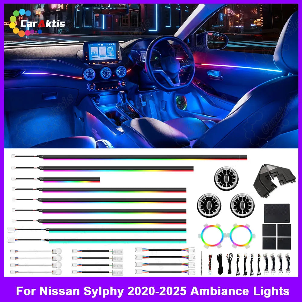 64-Color LED Interior Ambient Light for 2020-2025 Nissan Sylphy RHD | Safety & Style Upgrade