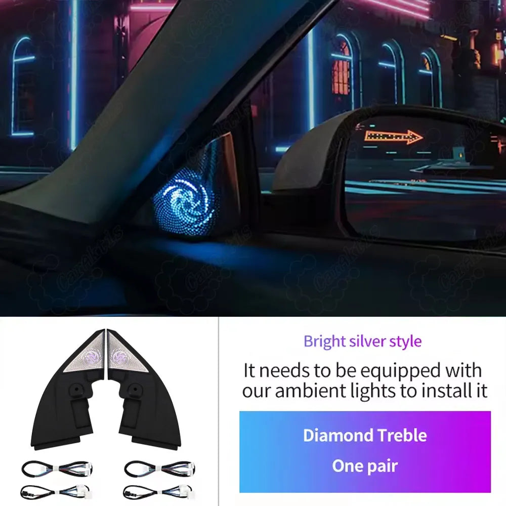 OEM-Style Optional A-Pillar Tweeter for CarAktis Ambient Lighting Kits. This accessory is designed to work exclusively with our ambient lighting kits.