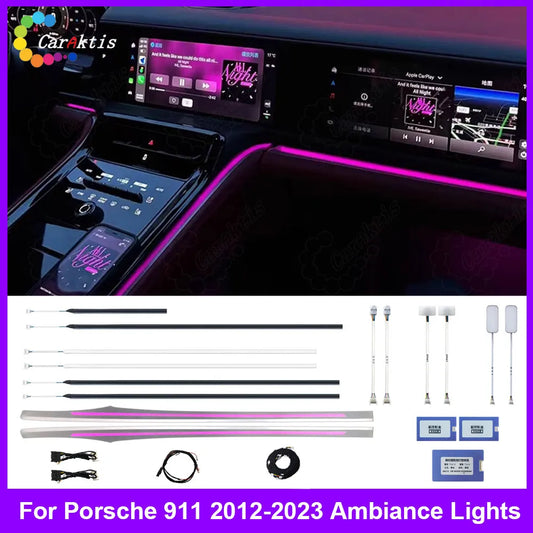 For Porsche 911 (2012-2018) / 718（2016-2023）LED Car Ambient Lighting Upgrade – Color Changing Interior Ambient Lights