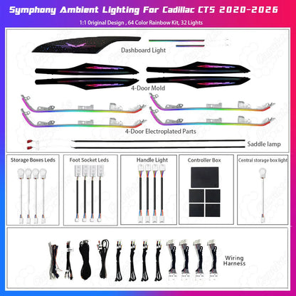 Cadillac CT5 2020–2026 Premium Dynamic Ambient Lighting Kit with Rainbow Symphony Design