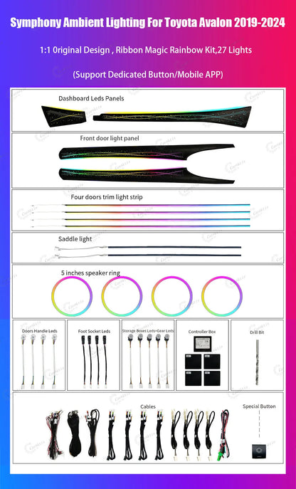 CarAktis Ambient Light LED Interior Decoration For Toyota Avalon 2019-2024 Dynamic Lighting