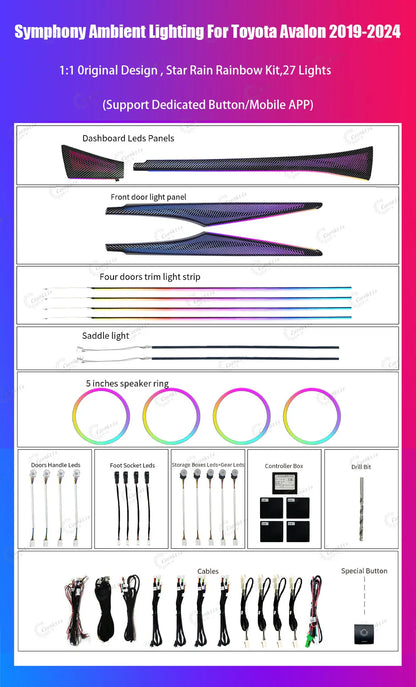 CarAktis Ambient Light LED Interior Decoration For Toyota Avalon 2019-2024 Dynamic Lighting