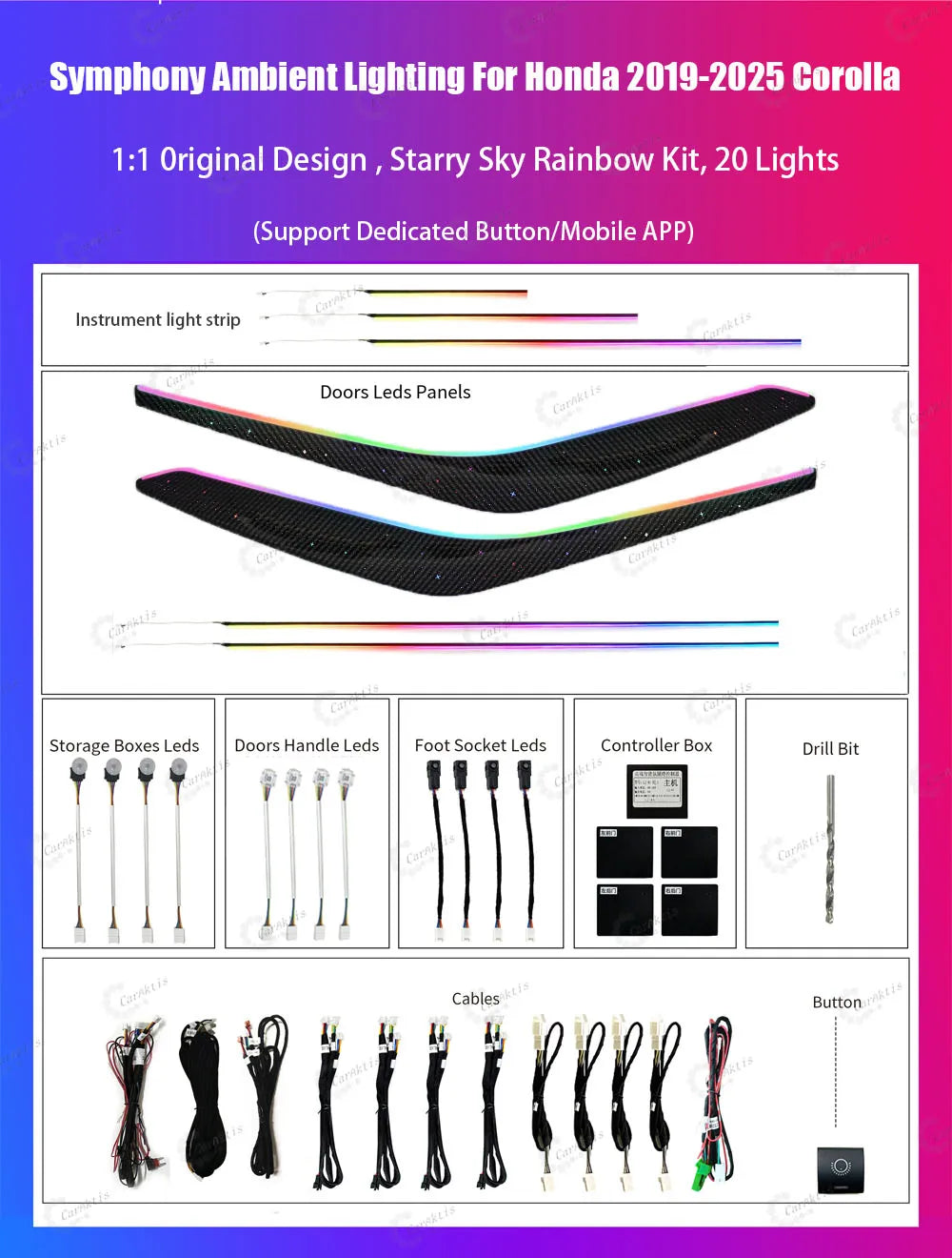 CarAkits Symphony LED Ambient Light For Toyota Corolla 2019-2025 Dynamic Atmosphere Strip Accessories