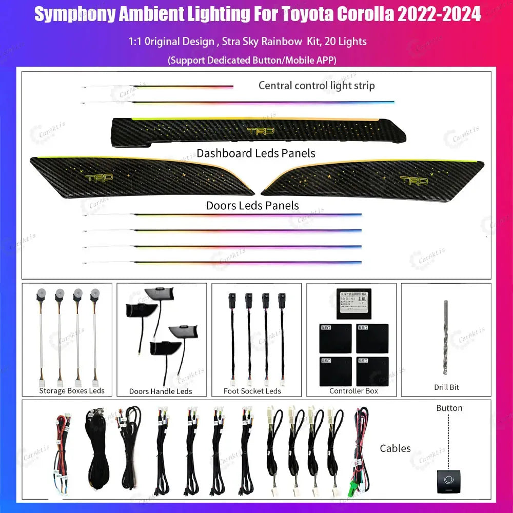 CarAkits Symphony LED Ambient Light For Toyota Corolla 2019-2025 Dynamic Atmosphere Strip Accessories