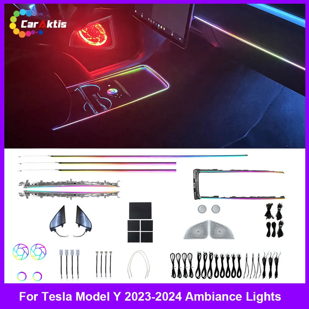 CarAktis Radium Carving LED Kit: Tesla Model Y (2023-2024) Smart Safety Ambient Lighting